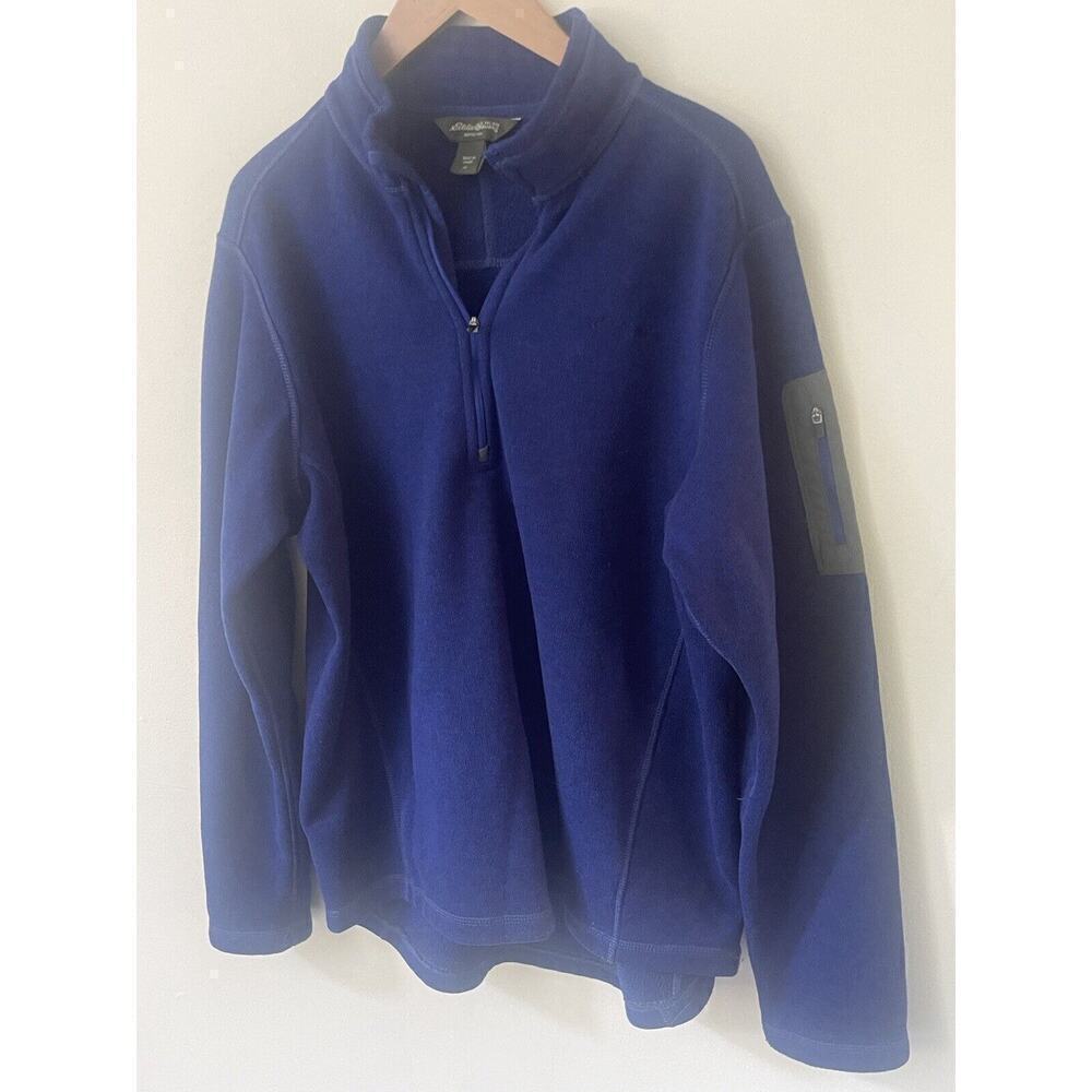Eddie Bauer Womens XL Blue 1/2 ZIP High Route Grid Free Heat Fleece Jacket